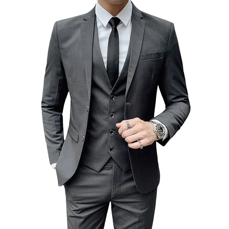 Mens Business Suit Set Gray – Slim Fit Formal Blazer Outfit
