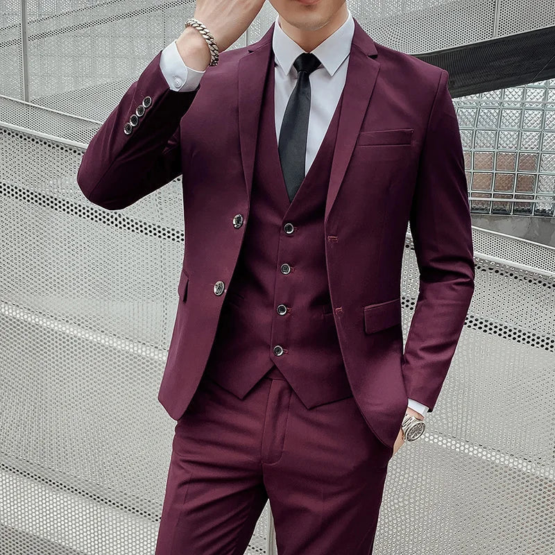 NNEOBA Mens Business Suit Set Blazer (Red)