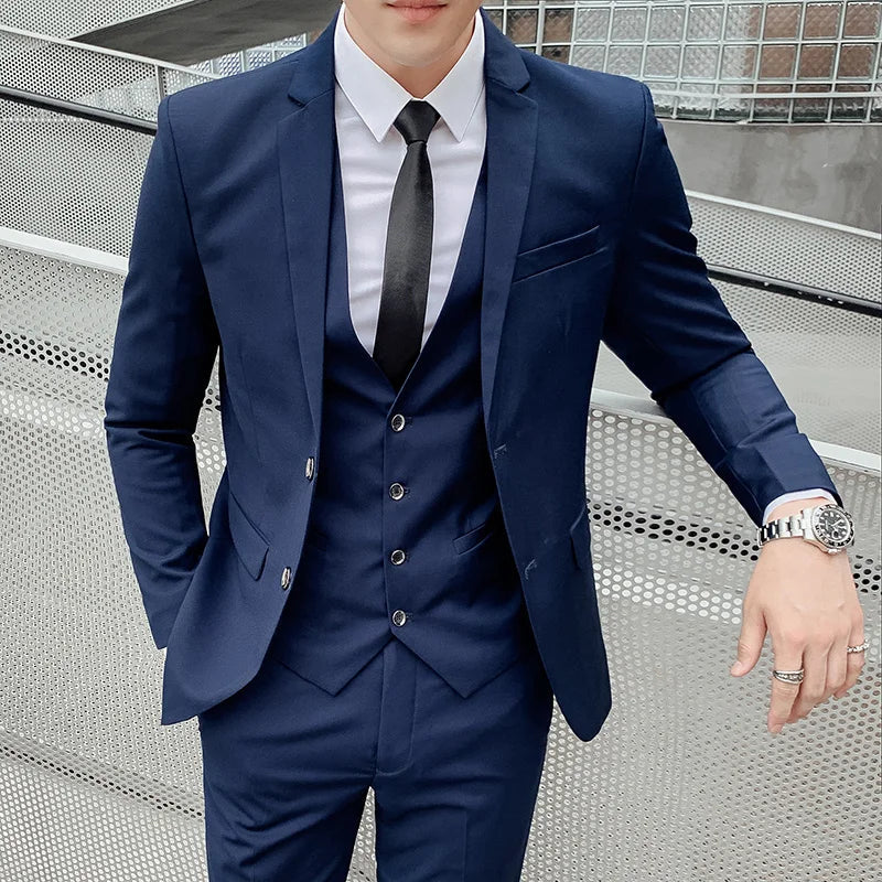 Men Blue Business Suit – NNEOBA Blazer Set for Formal & Office Wear