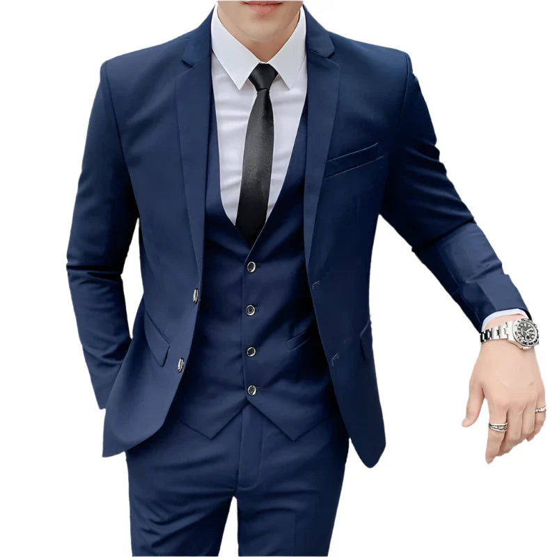Men Blue Business Suit – NNEOBA Blazer Set for Formal & Office Wear